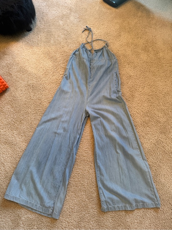 We The Free Pants - We The Free Light Blue Chambray Jumpsuit